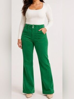 Flamingals Corduroy Green Straight Leg XXL Pants.              3752